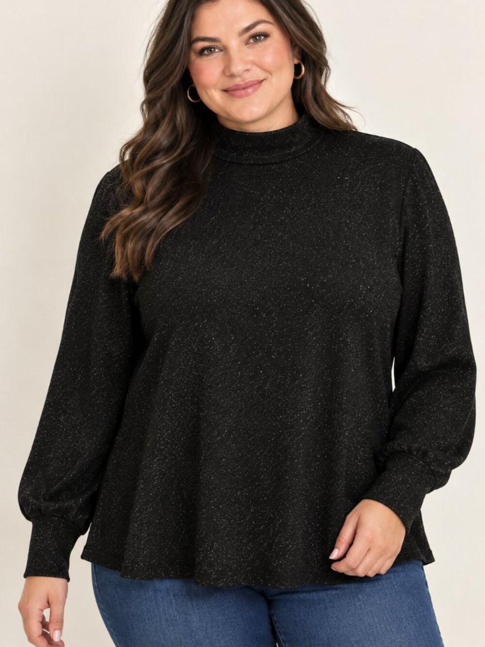 Maurices Black Sparkle Turtleneck Sweater Size 1X